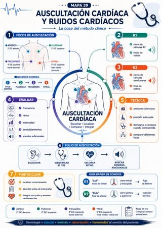 Mapa mental: Auscultación Cardíaca y Ruidos Cardíacos